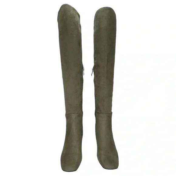 DKNY Cilli Womens OTK Stretch Microsuede Light Military Green Boots Size 5M - Picture 8 of 16